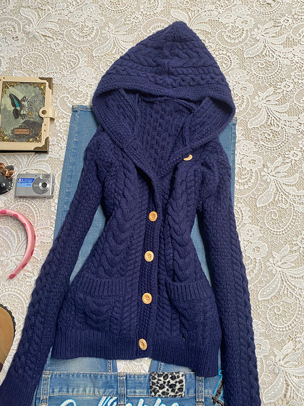 dark blue hooded sweater jacket