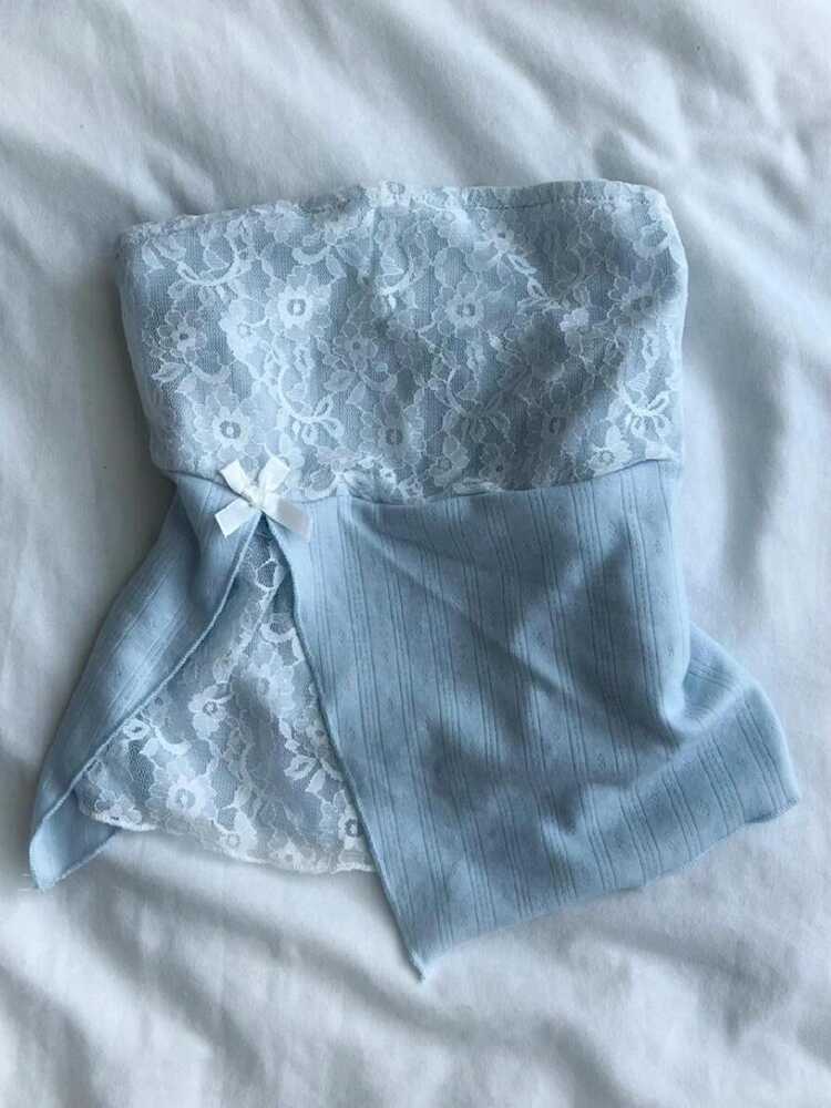 Retro Blue Lace Top