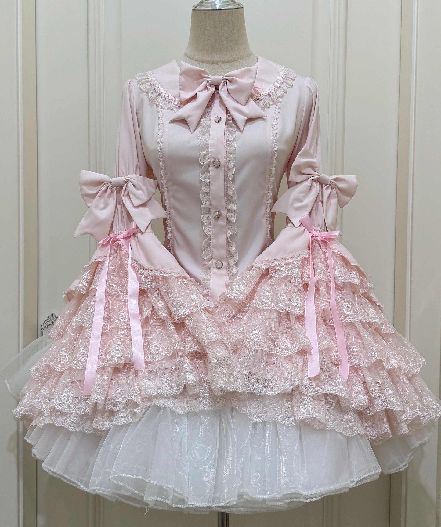 Ruffled Lace Bow Coquette Shirt