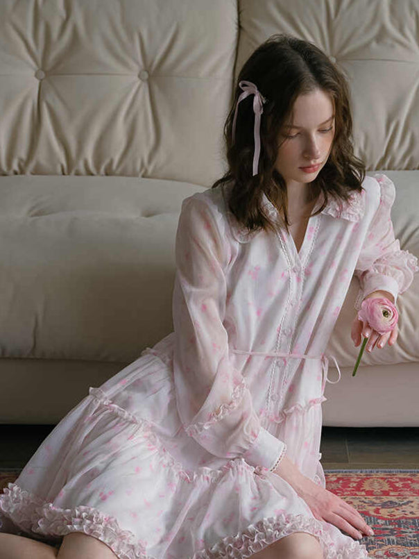 Fungus-edged Chiffon Lace Dress