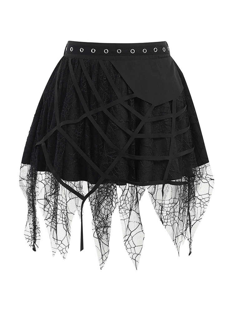 Steampunk Mesh Tassel Mini Skirt