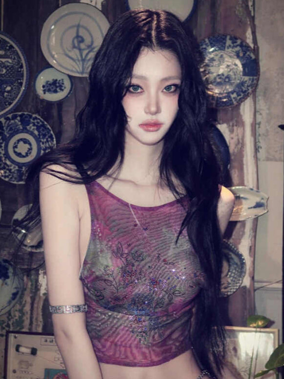 Y2K Diamond Backless Top