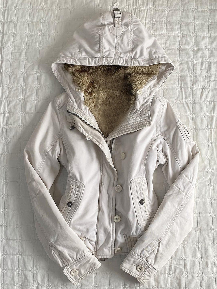 retro fur white coat