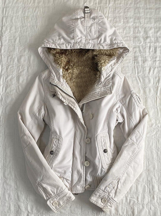 retro fur white coat