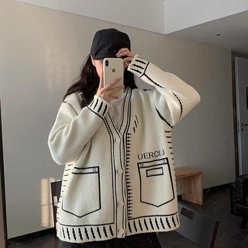 Comic Graffiti Knitted Cardigan