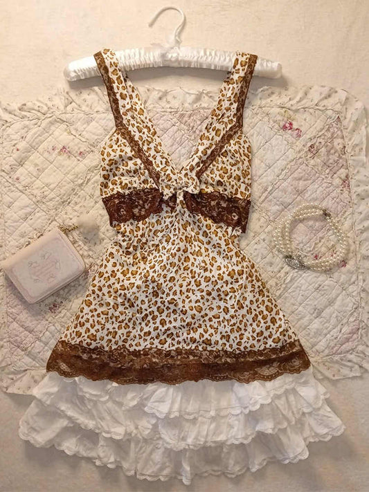 Y2K Leopard Lace Camisole