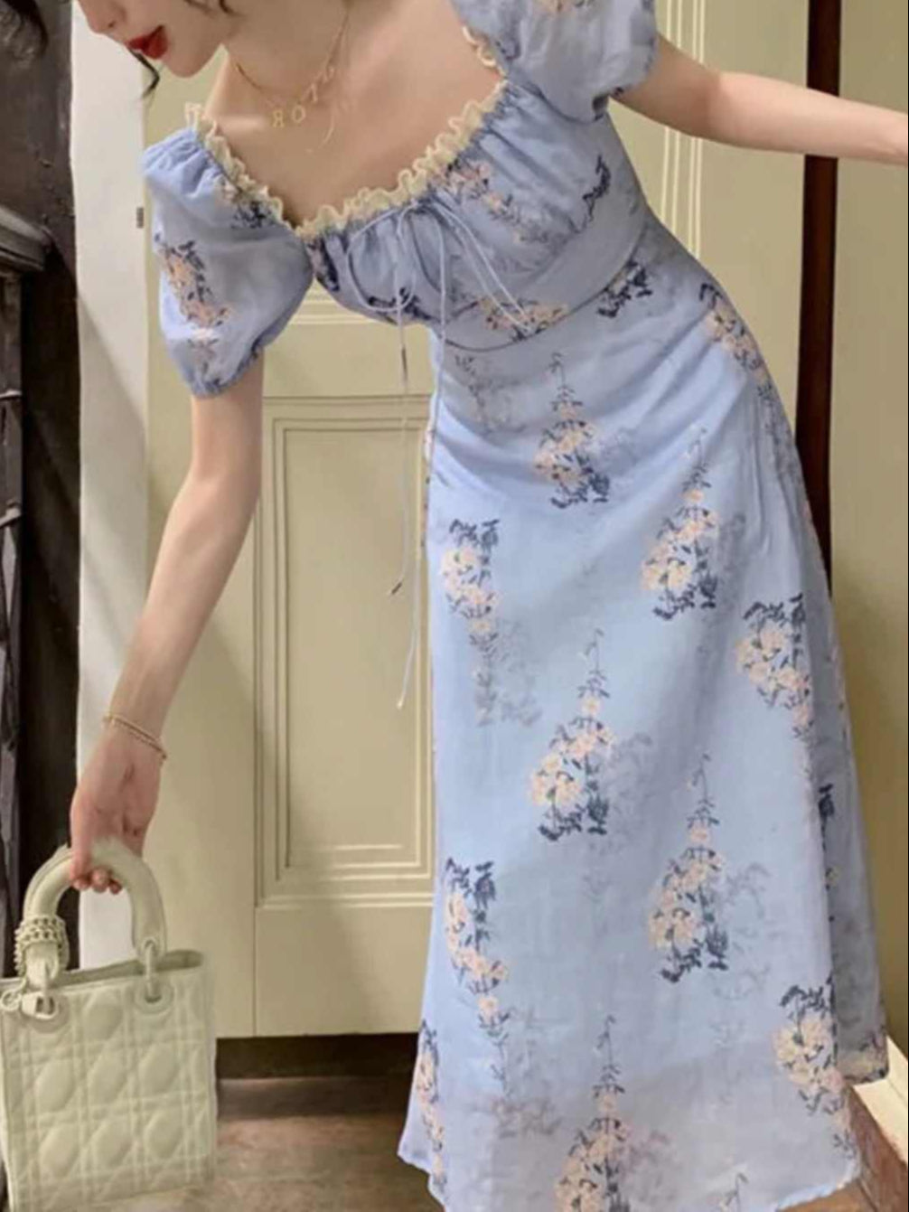 Fairy Palace Lace Splicing Floral Dress