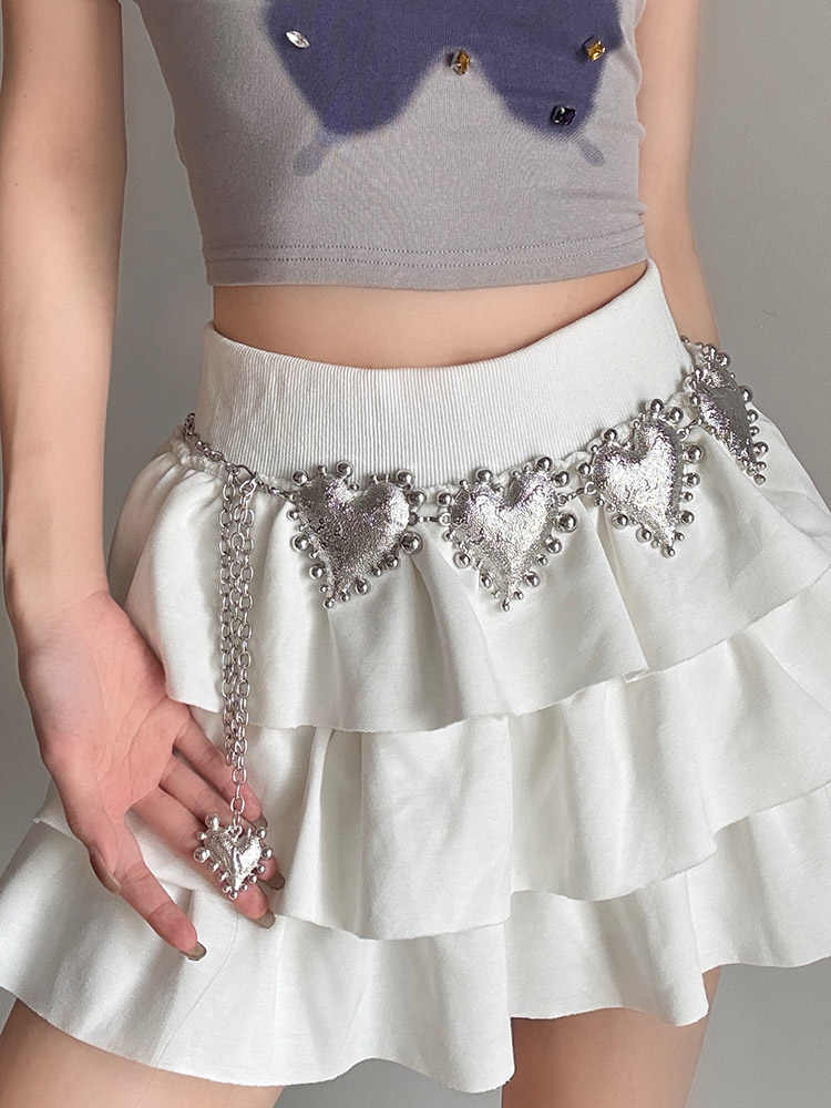 Hearts Metal Chain Skirt Belt