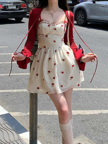 French Red Rose Suspender Dress