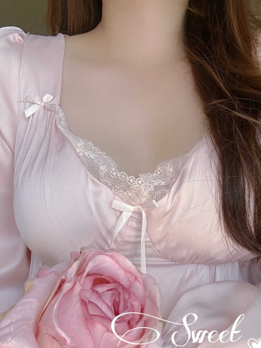 Lace Long-sleeved Soft Nightgown