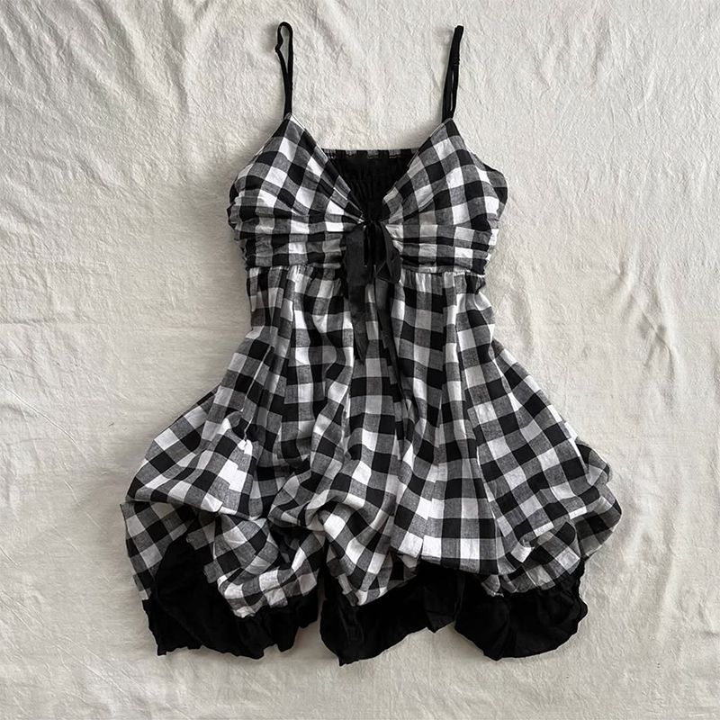 Black and white plaid suspenders