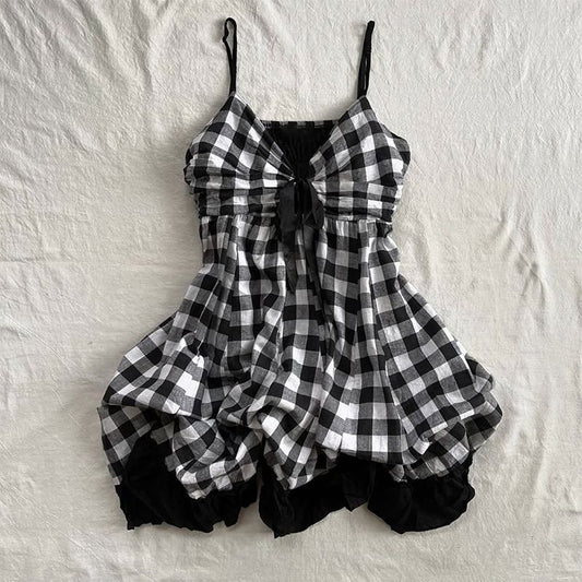 Black and white plaid suspenders