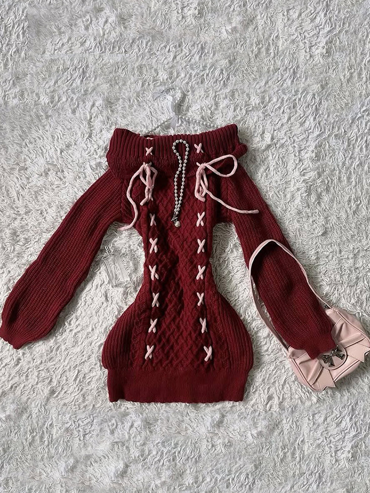 retro straps red sweater