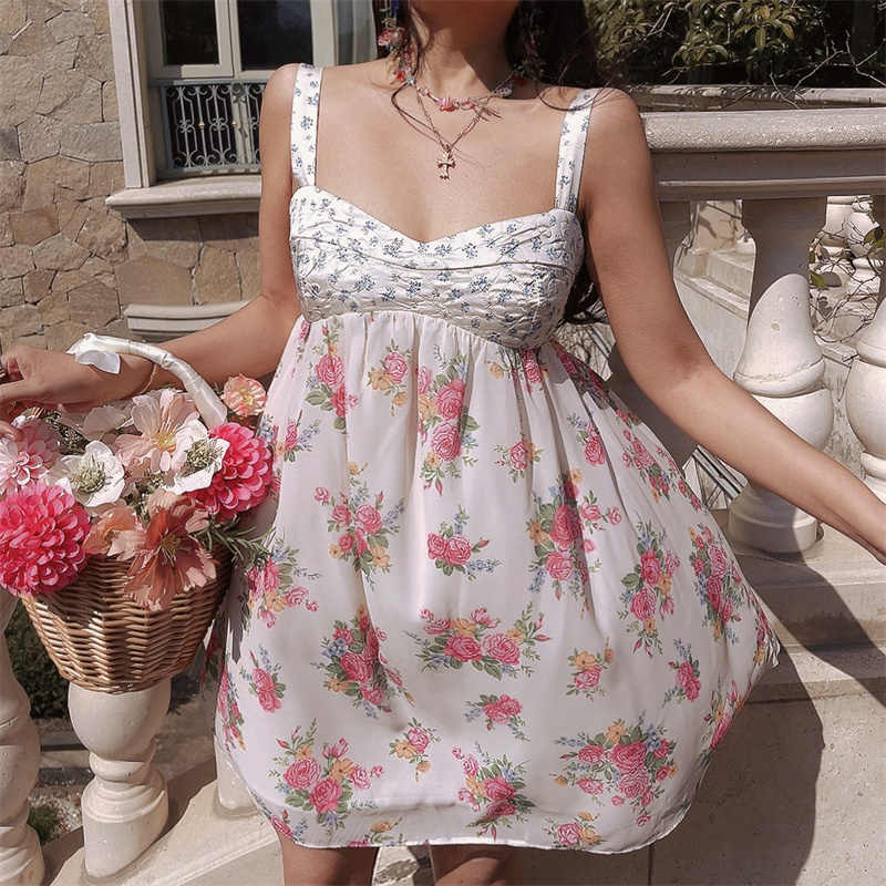 Romantic Floral Quilted Bustier Dress