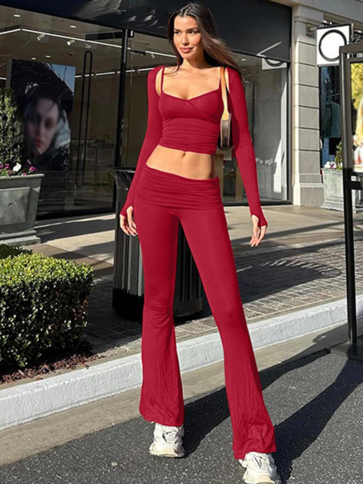 Sporty Leggings Pants Suit