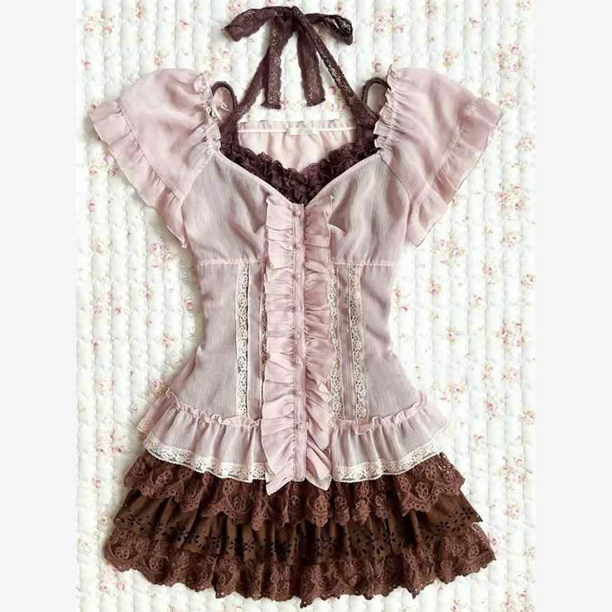 Vintage Sweet Pink Blouse Coord