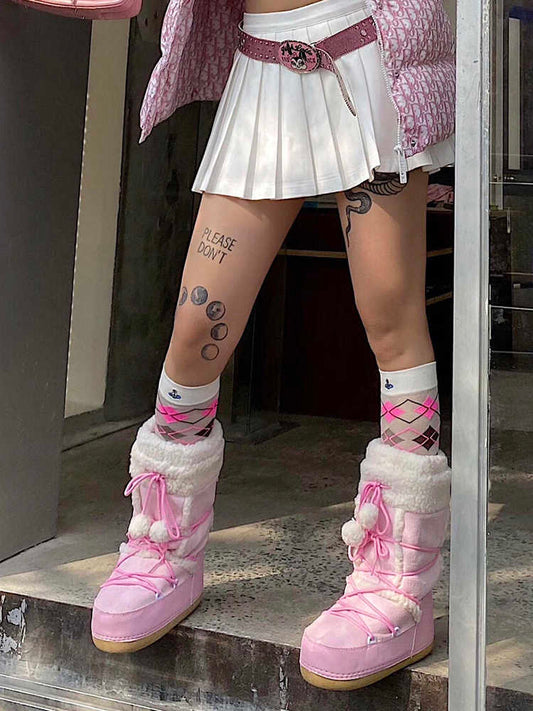 Pink Furry Snow Boots
