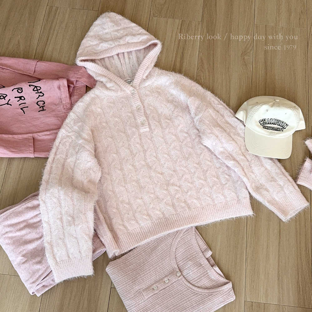 Plush Pink Hooded Sweater