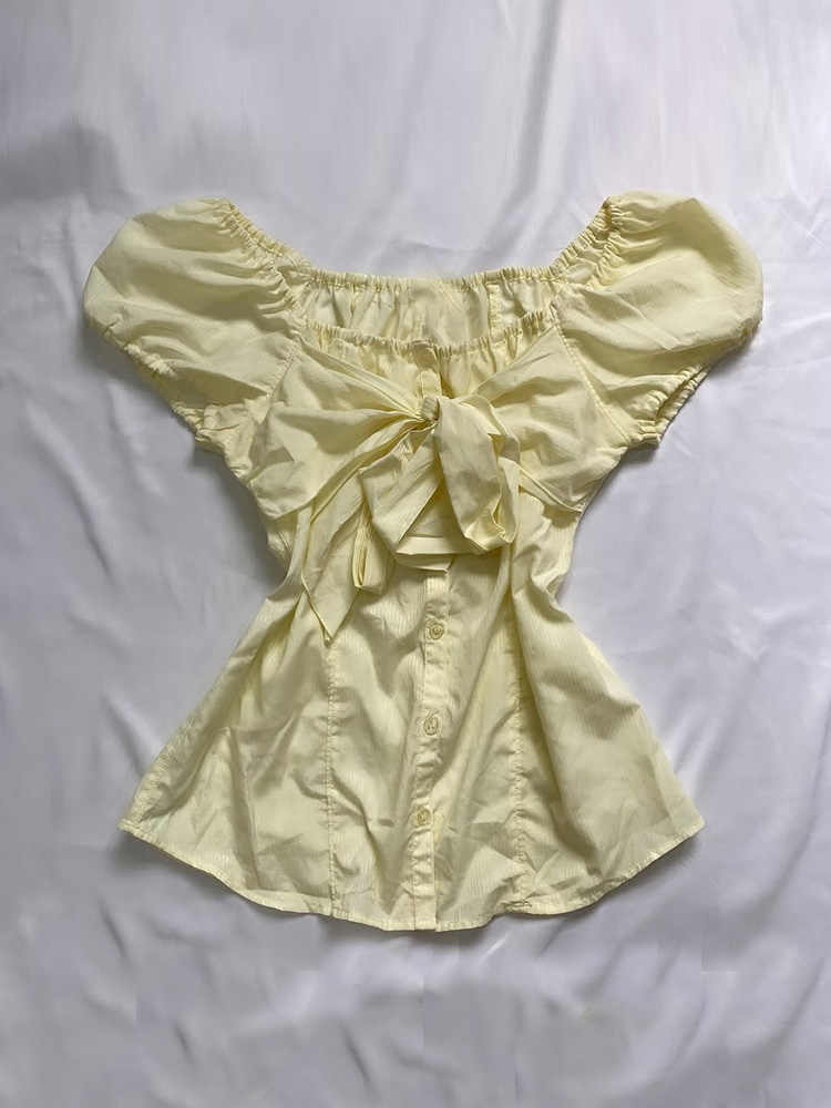 French Yellow Short-sleeved Shirt
