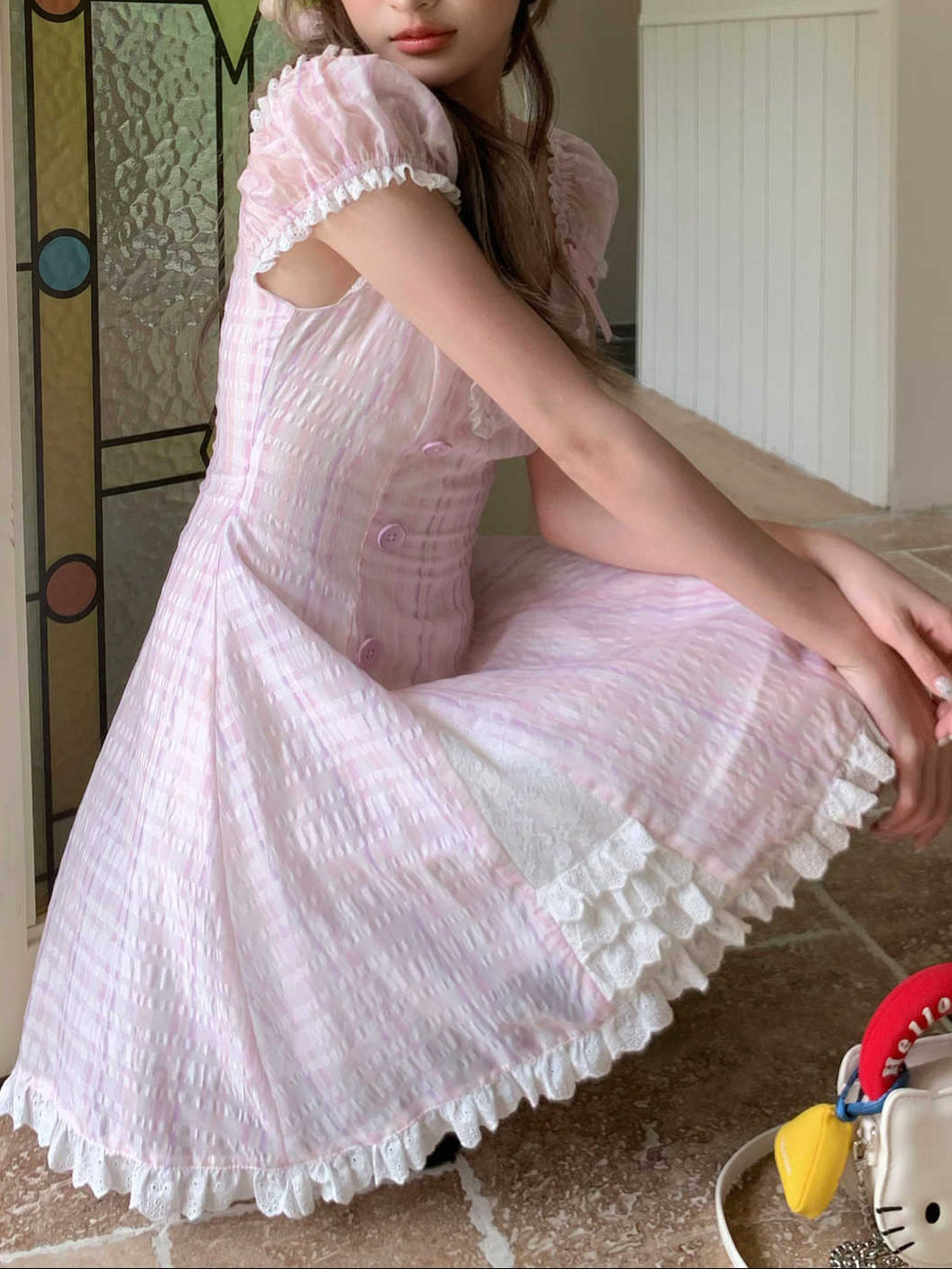 Retro Collar Plaid Dress