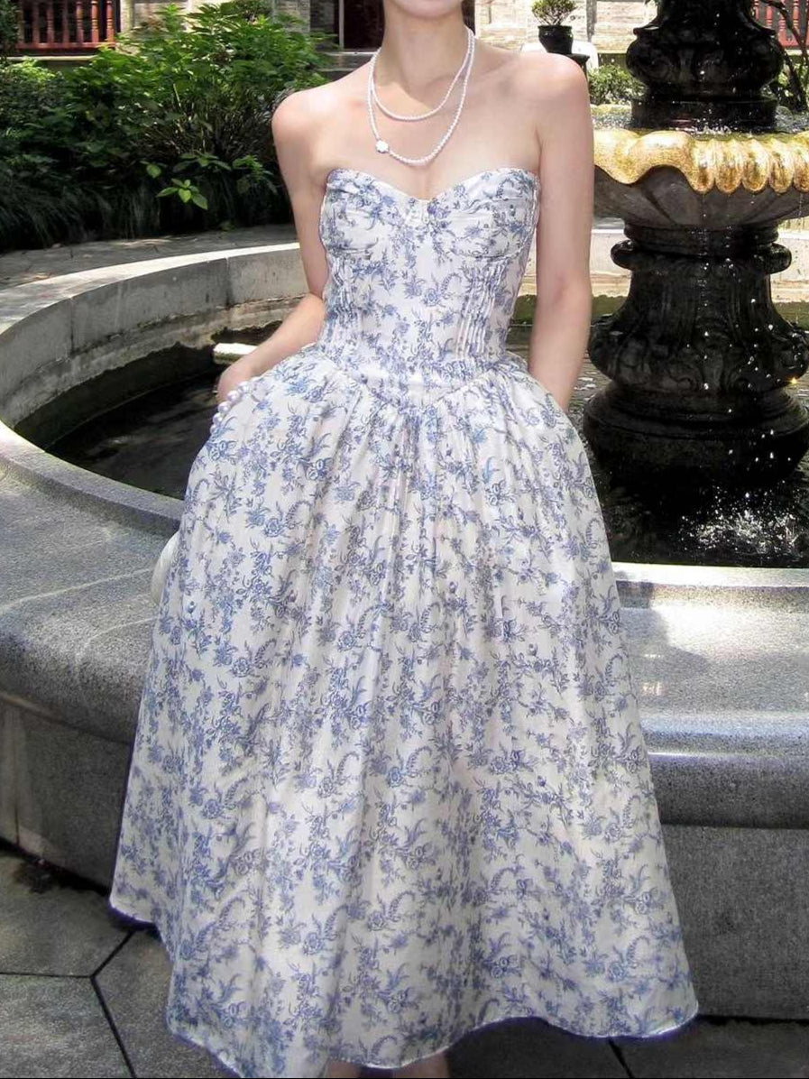 Navy Floral Corset Dress