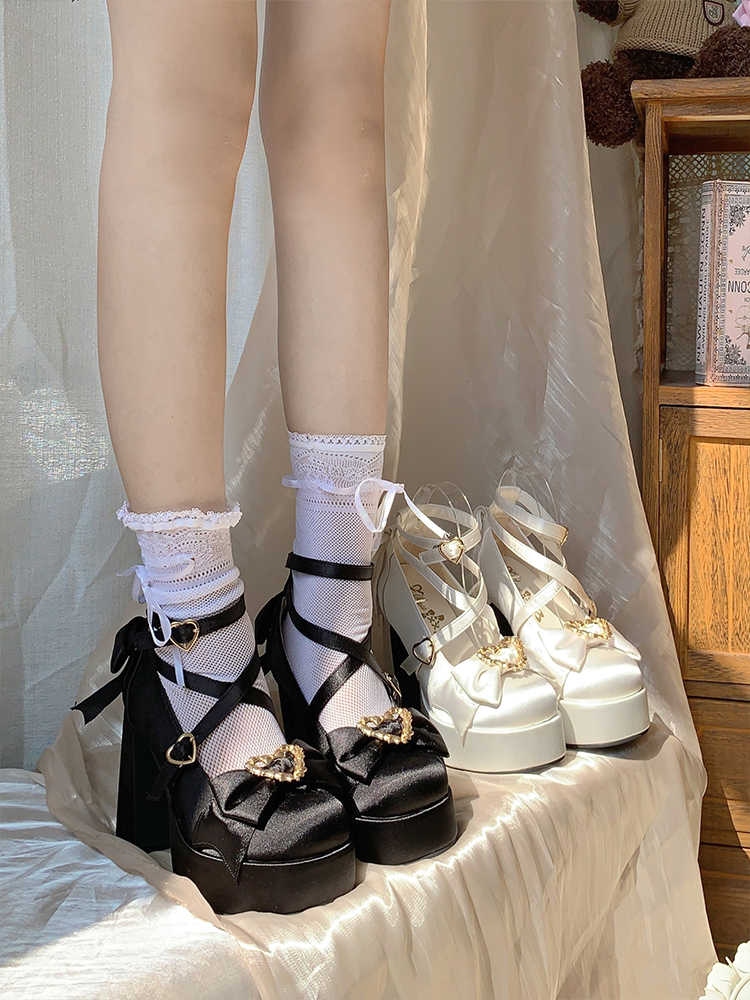 Sweet Satin Bows Mary High Heels