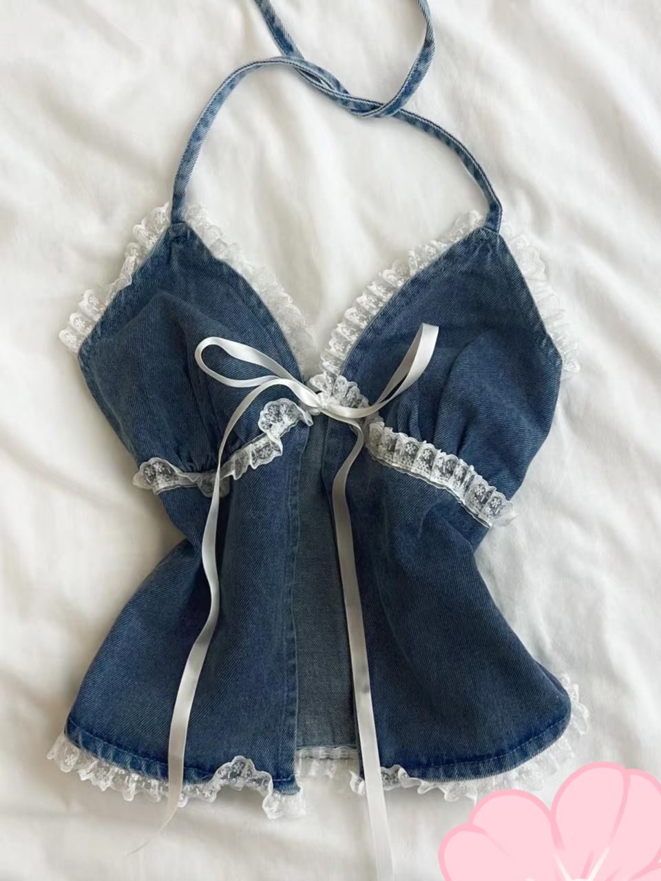 Denim lace suspenders