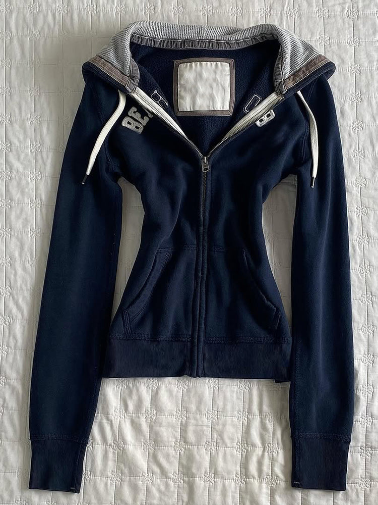 retro y2k blue sweatshirt jacket