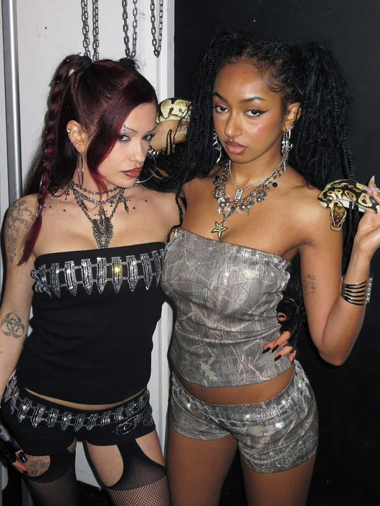 Baddie Punk Diamond Print Top