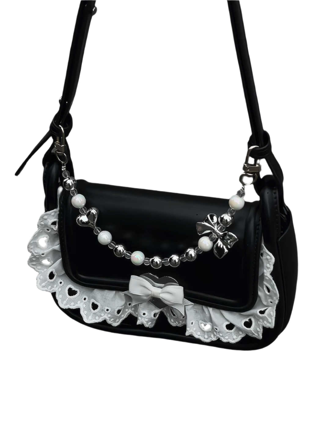 Dark Coquette Lace Bow Armpit Bag