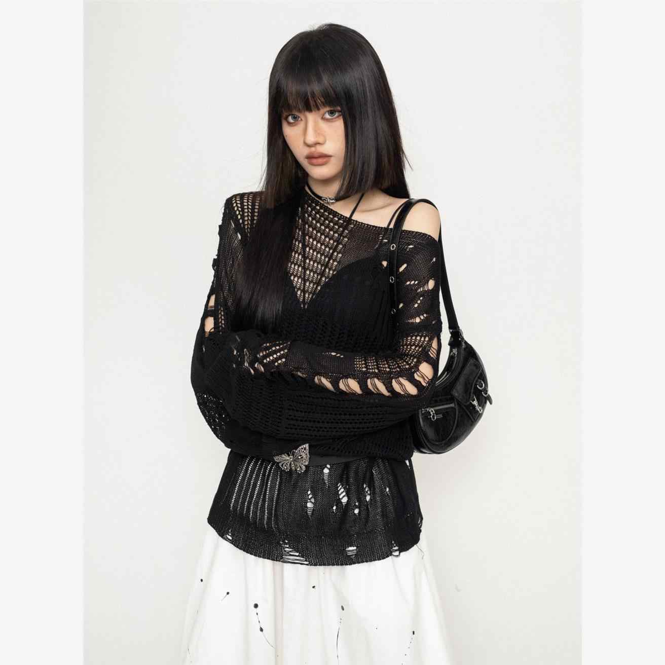 Y2K Knitted Hollow Blouse