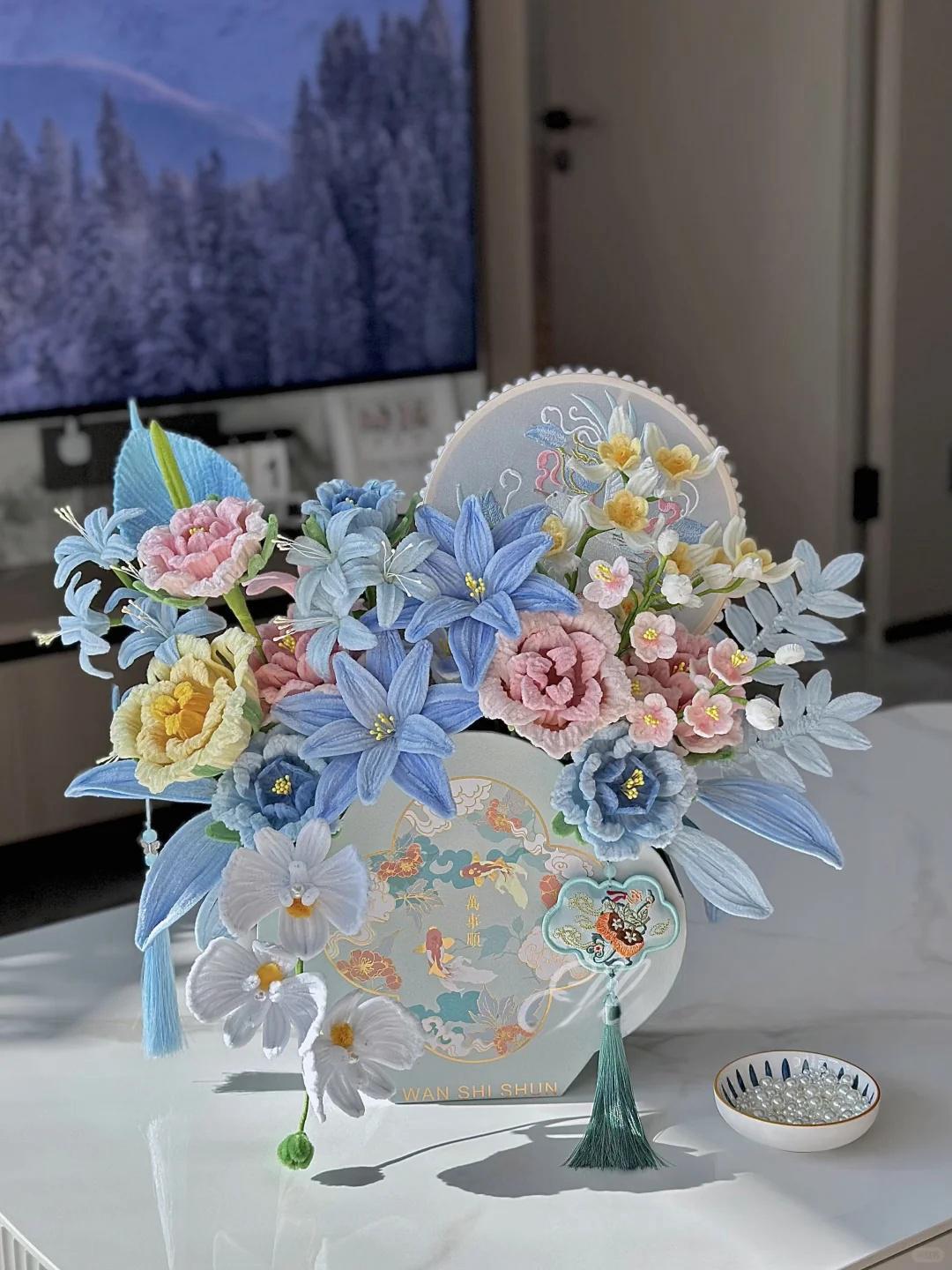 handmade Twisting stick flowers bouquet gift box