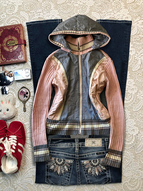 retro pink hooded vintage jacket