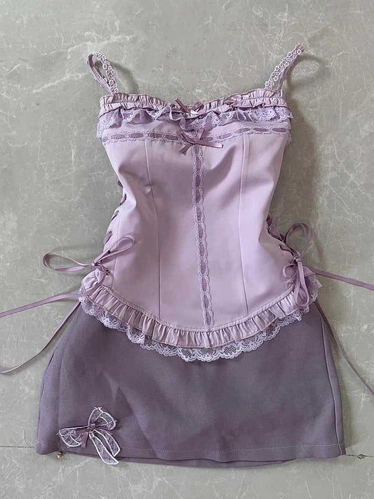 Purple Lace Bow Top