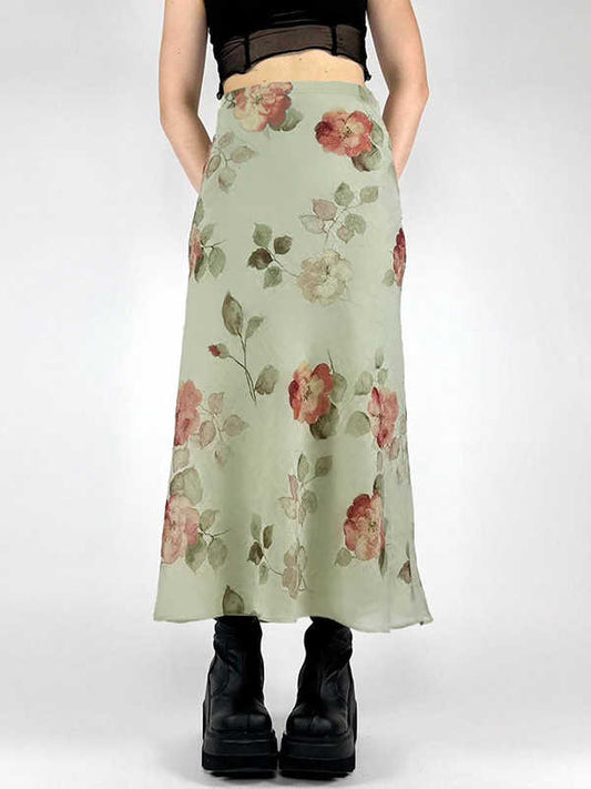 Plants Green Mesh Floral Skirt