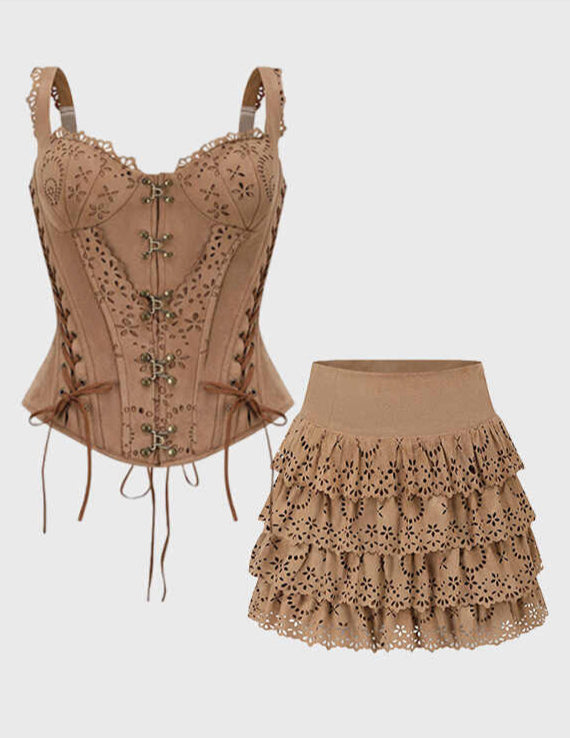 Retro Hollow Suede Fishbone Suit
