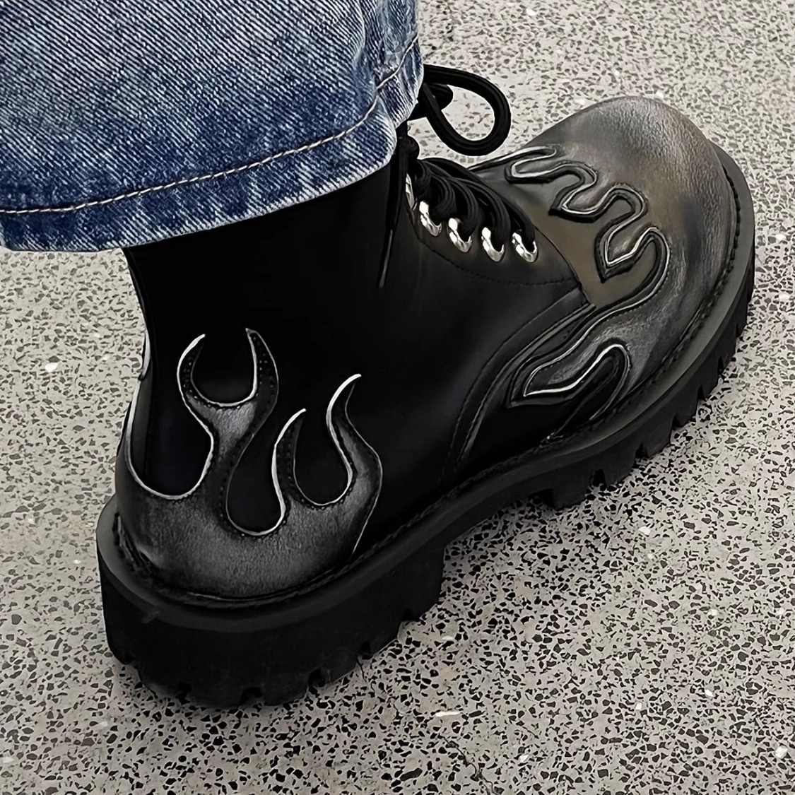 Grunge Flame Martin Boots