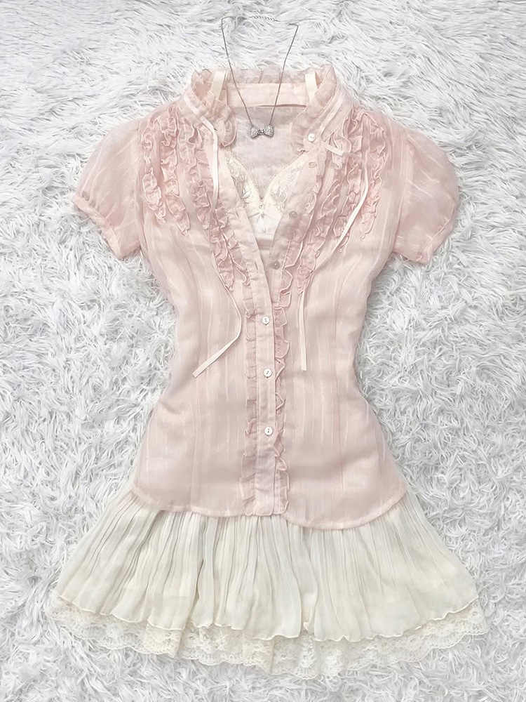 Retro Pink Lace Shirt
