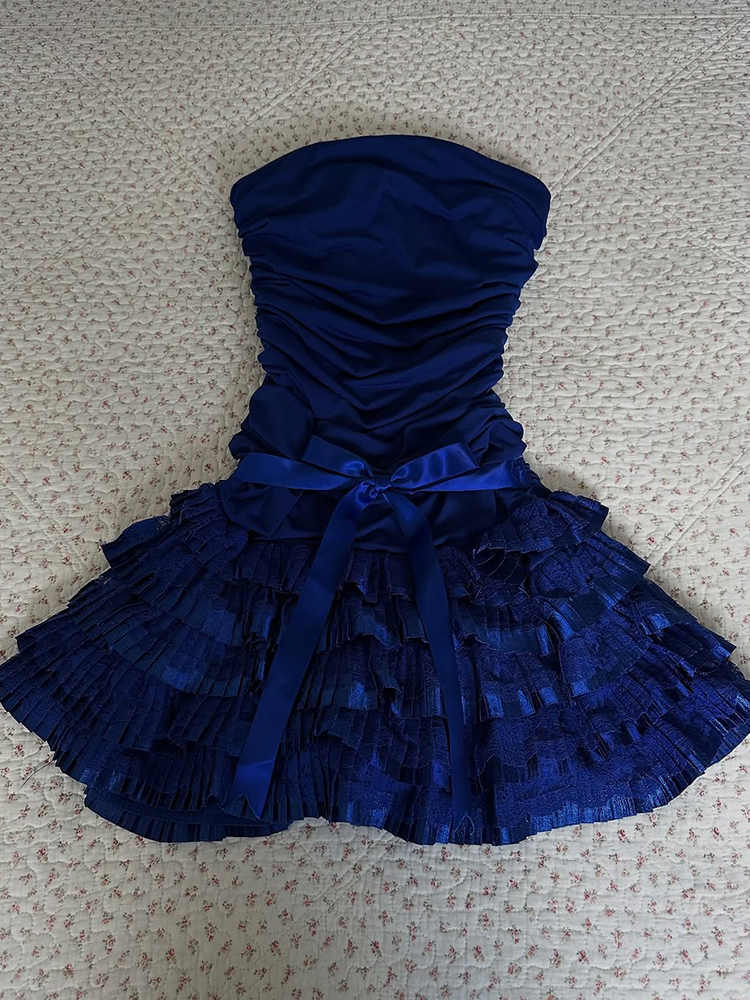 Retro Lace Tube Top Dress