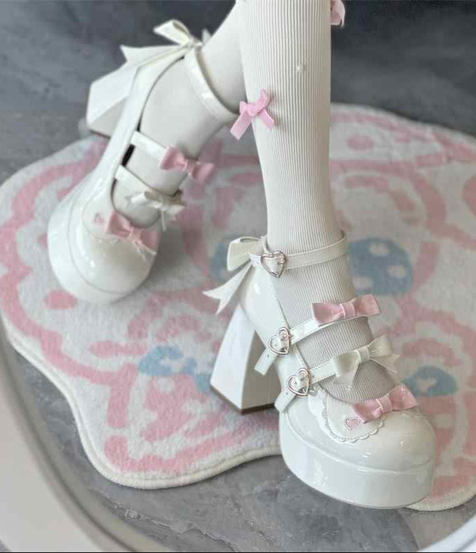 Sweet Bow Thick Heels Shoes