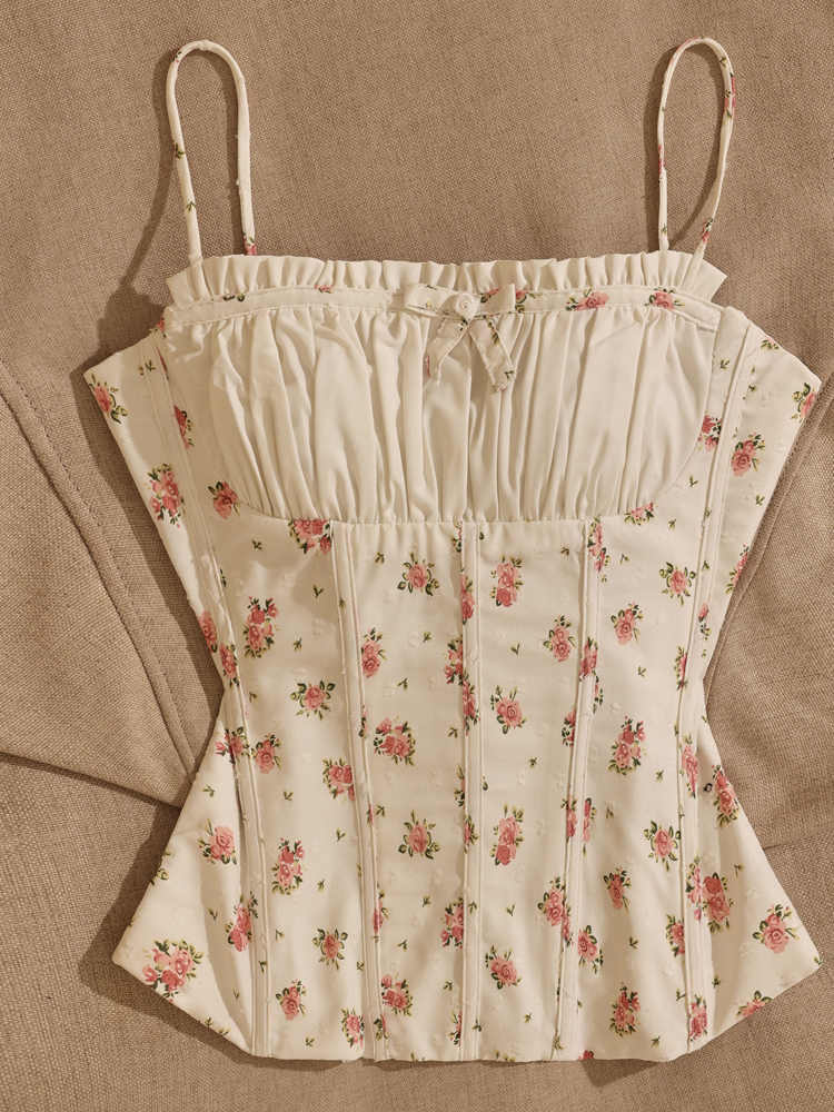 French Floral Bow Tank Top