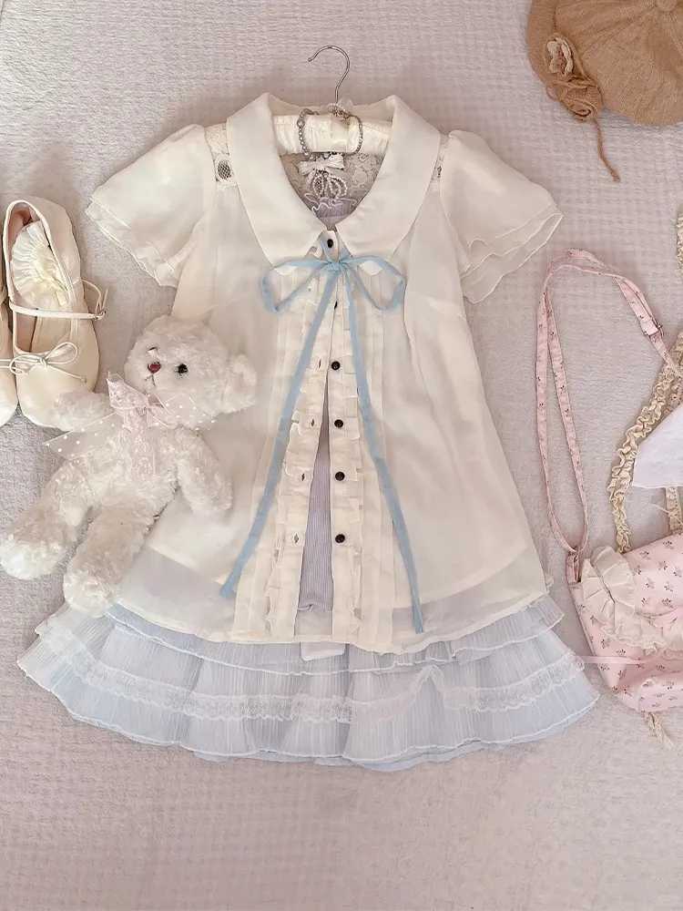 Retro Ruffled Shirt Cake Skirt Three-piece Set