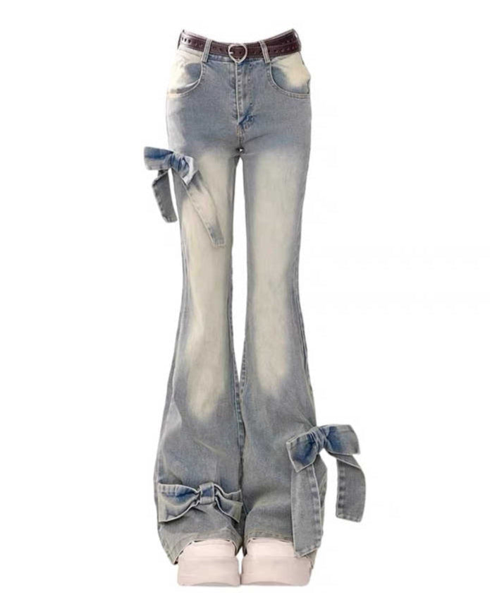 Coquette Bell Bottom Jeans with Bow