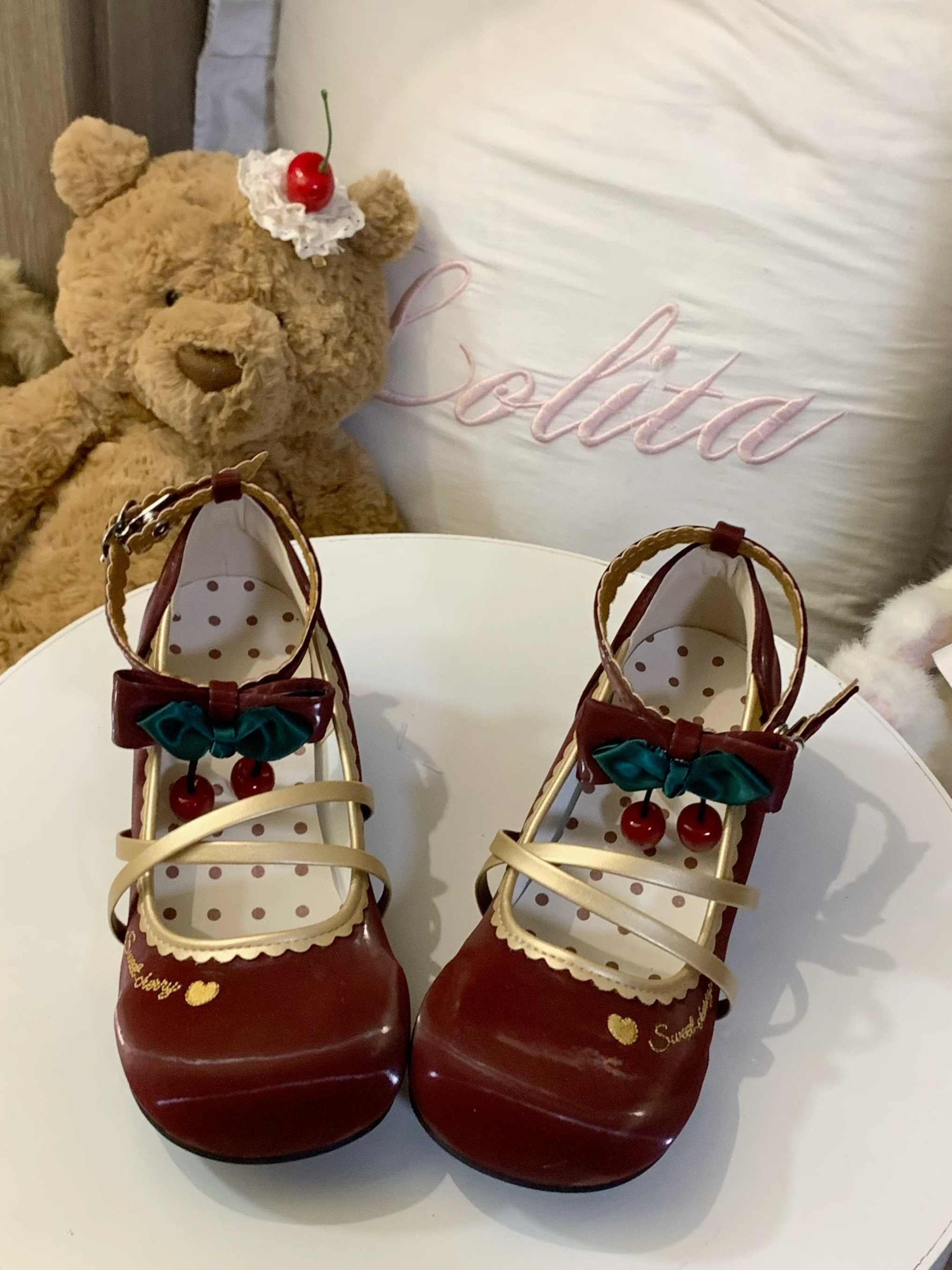 Cherry Doll Lolita Shoes Burgundy