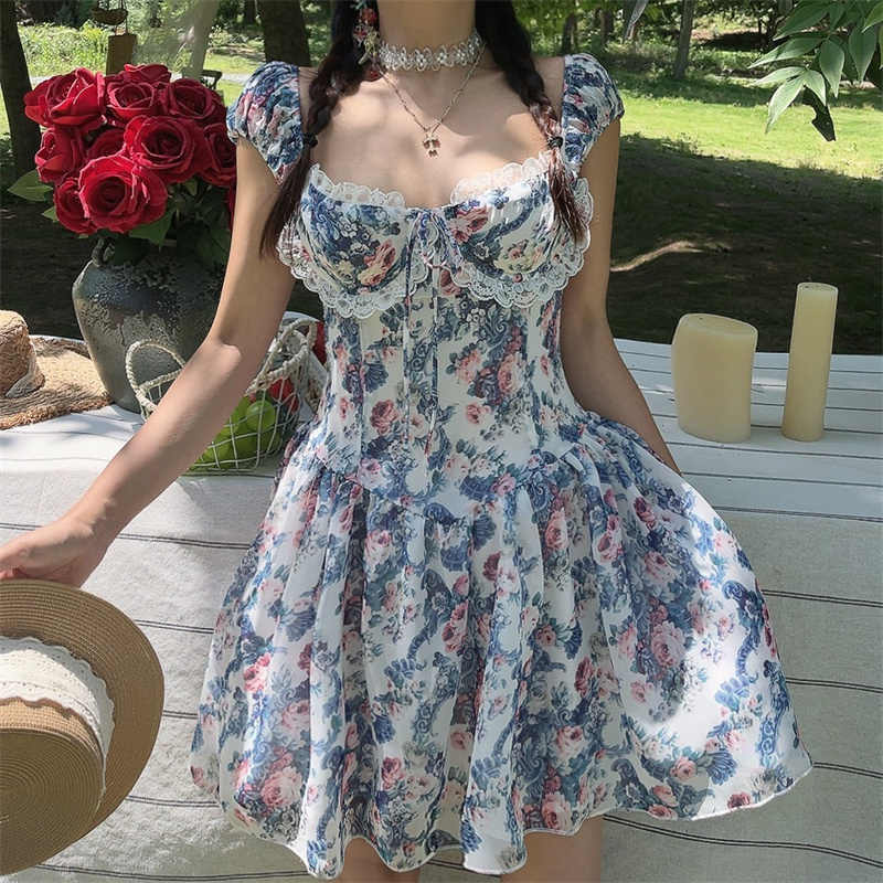 Fairy Lace Fishbone Floral Dress