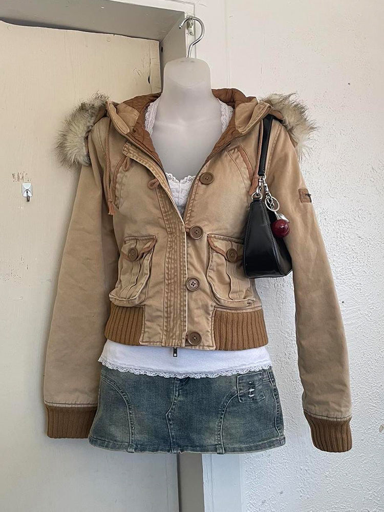 retro brown design jacket