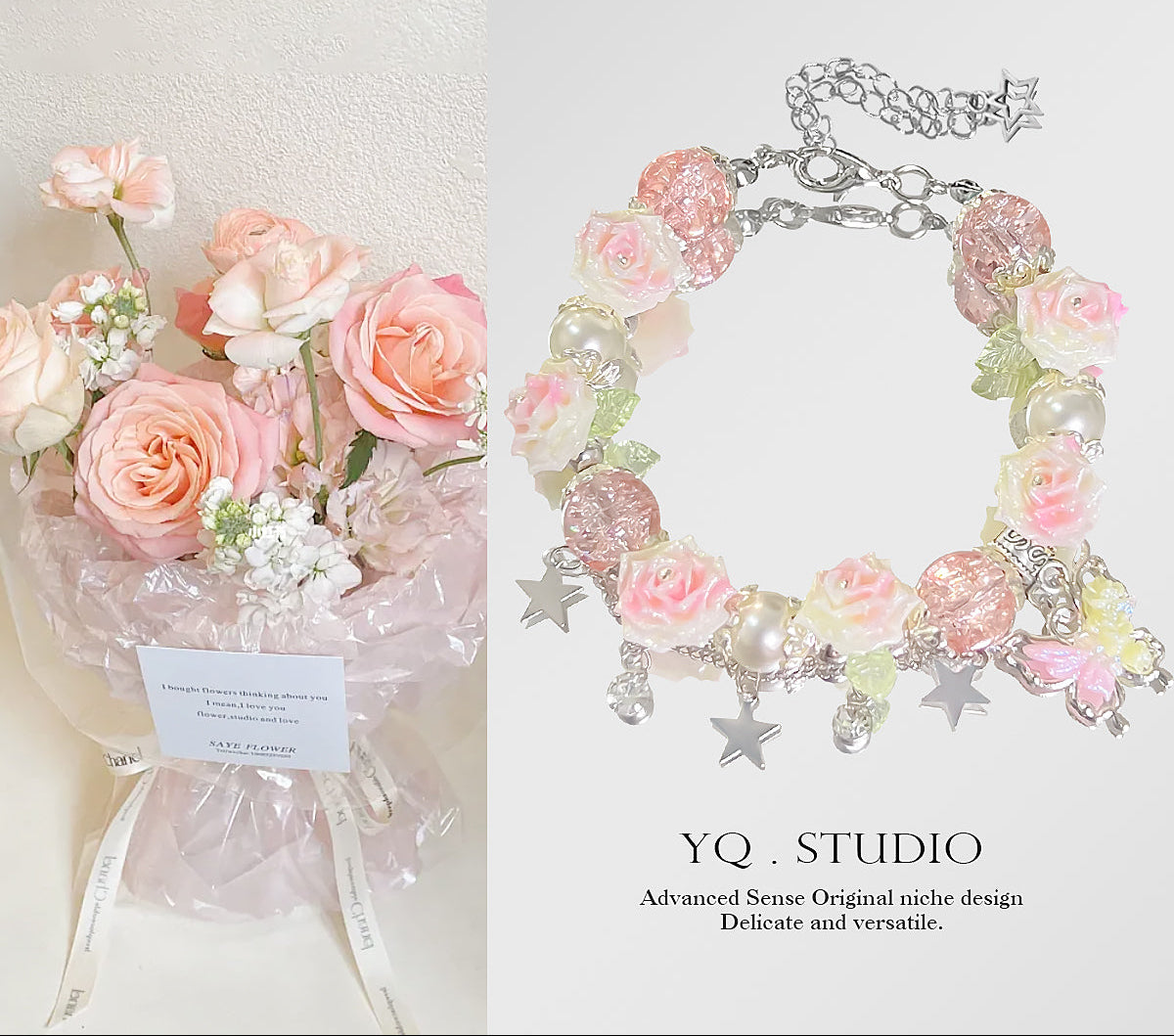 rose butterfly kawaii bracelet