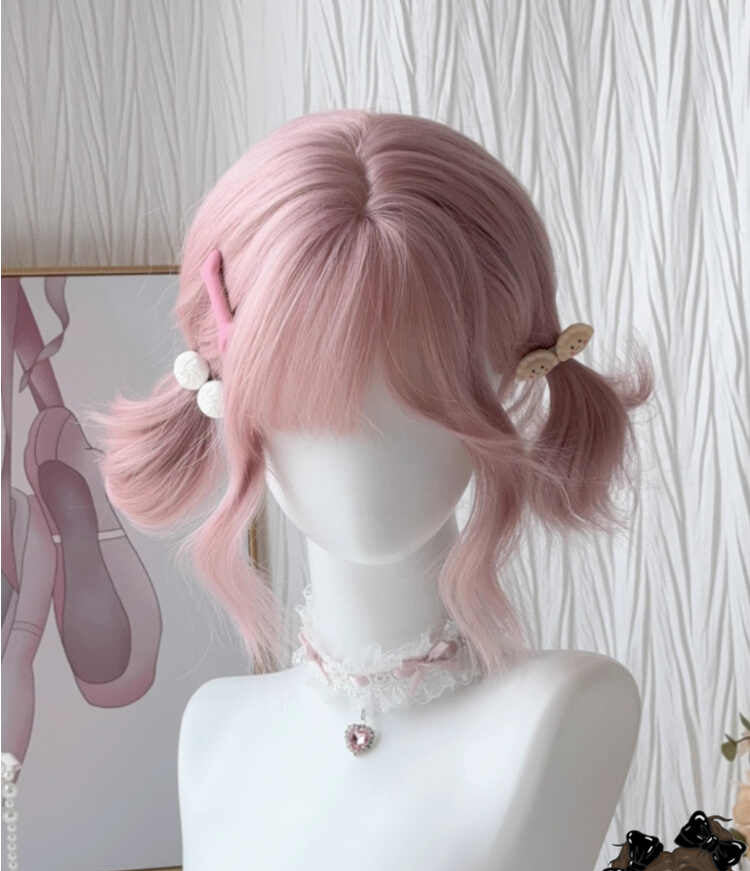 Pink Curly Short Wig