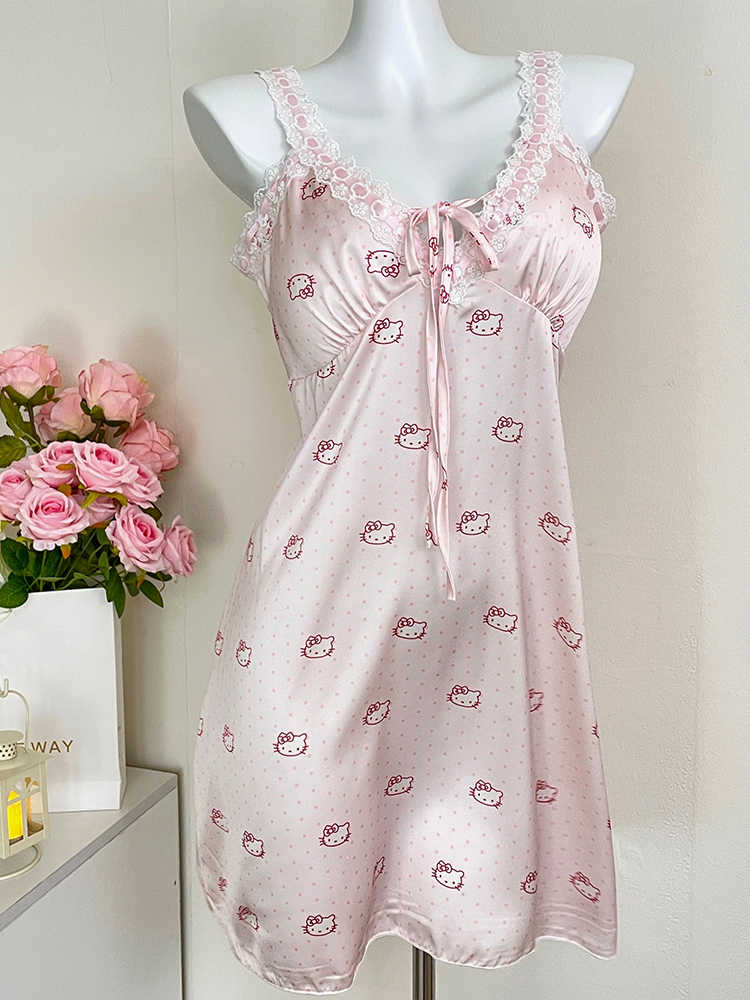 Silk Kitty Suspender Pajamas