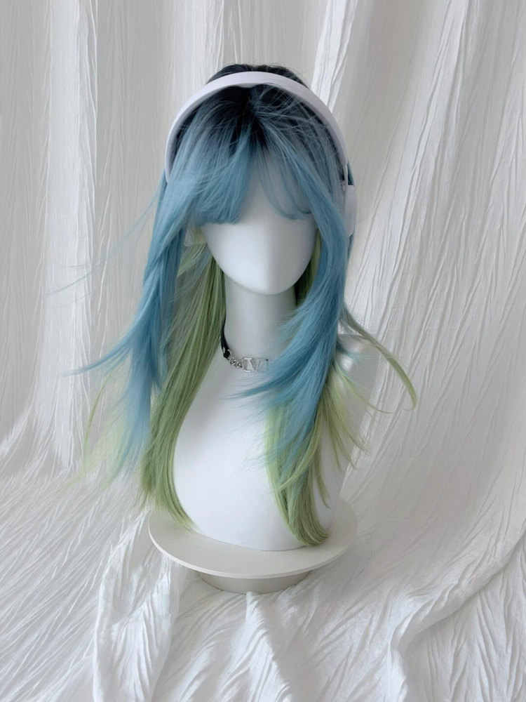 Mint Blue Gradient Green Wig